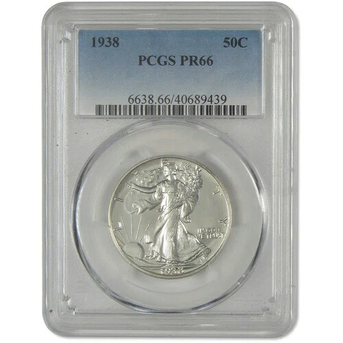 1938年 リバティウォーキング ハーフダラー PR 66 PCGS シルバープルーフ 50セントコイン