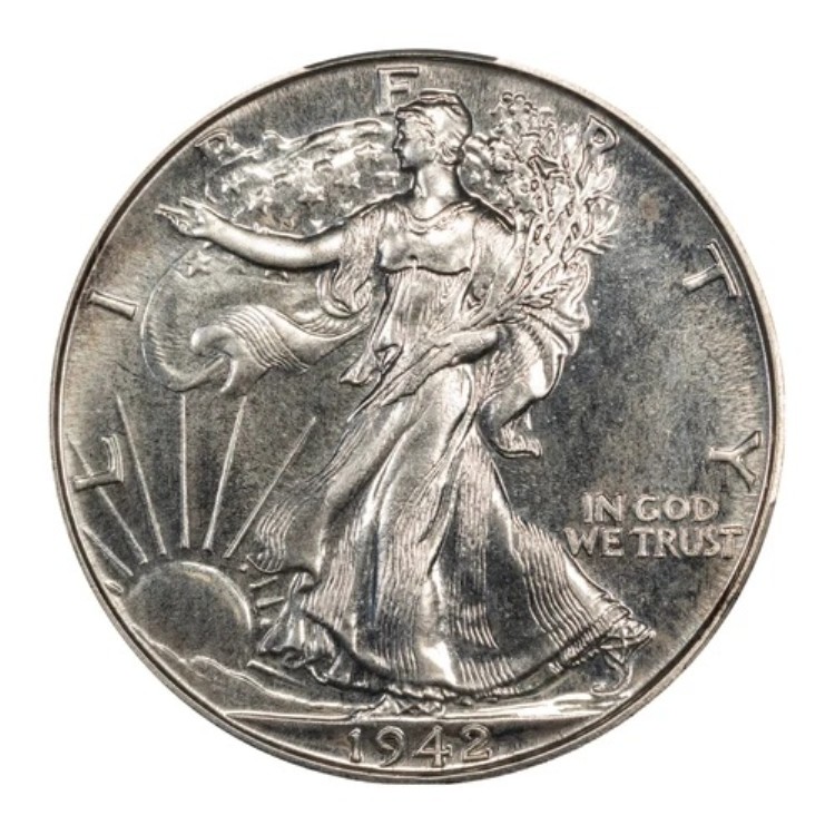 1942年ウォーキング・リバティ・ハーフドル50セント、CACG PR67 CAC 404,360円