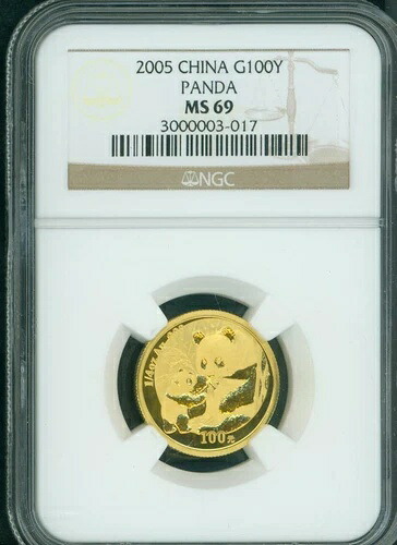 2005 年ゴールド 中国製 パンダ 1/4 オンス NGC MS69 中国 100Y 100 元コイン !!!