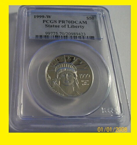 1998年 W $50 プルーフ プラチナ 自由の女神像 ラベル - PCGS PR 70 DCAM｜WORLD RESOURCE【KING店】 432,135円