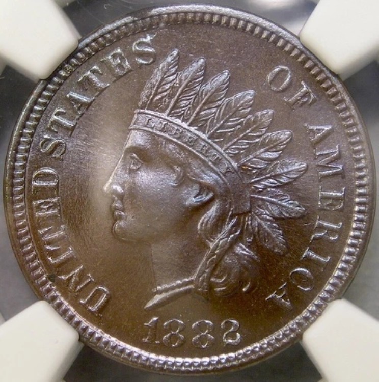 1882年 インディアンヘッド セント/ペニー 驚くほど美しい 非常に希少なモンスターブレザー NGC PF 66 BN