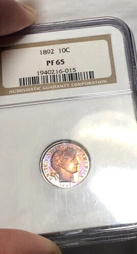 1892年 バーバーダイム 10セント NGC PF65