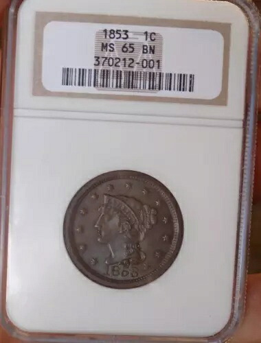 ラージ セント 1853 NGC MS 65+++ 古いホルダー モンスター アンダーグレード WOW コイン!