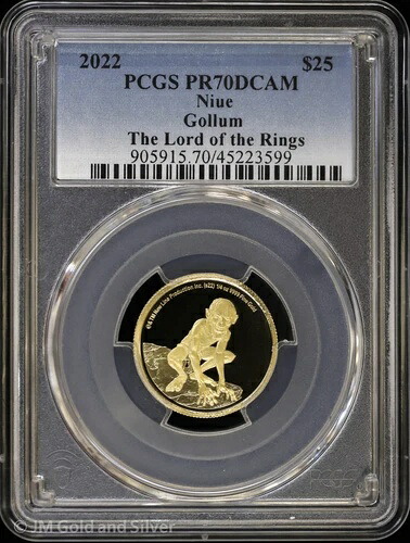 2022年 25ドル ニウエ 1/4オンス ゴールド プルーフ ゴラム PCGS PR 70 DCAM | ロード・オブ・ザ・リング PF