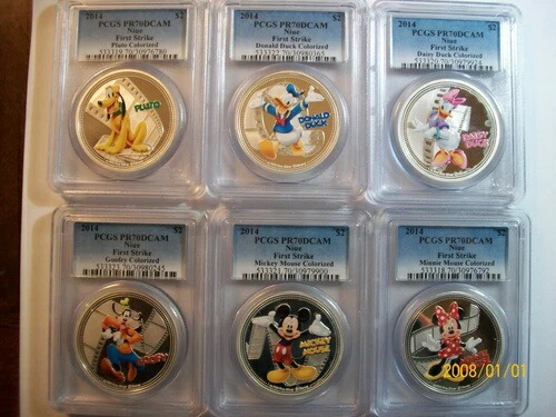 2014 ディズニー 6キャラクター 6オンス シルバーコイン コンプリートセット PCGS PR 70 DC FS POP 27｜WORLD RESOURCE【KING店】
