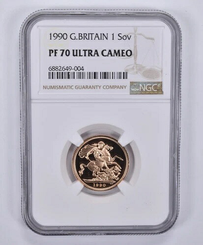 1990年 イギリス ソブリン金貨 PF70 UCAM NGC *9115