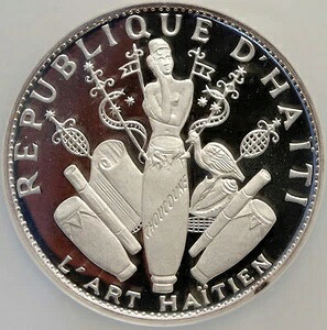 1970年 ハイチ ハイチ美術 ヴィンテージ オールド フランス製 シルバー プルーフ 25 グールド NGC コイン i84651