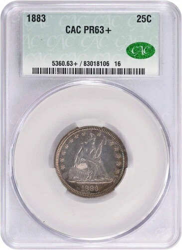 1883年 リバティ・シーティング・シルバー・クォーター PR63+ CACG