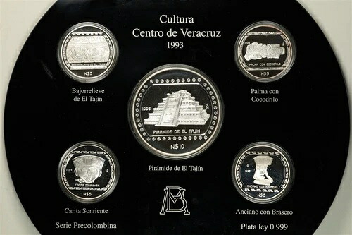 メキシコ 1993-Mo モネダス プレコロンビナス セントロ デ ベラクルス 5 ピース プルーフ 999 シルバー セット｜WORLD RESOURCE【KING店】