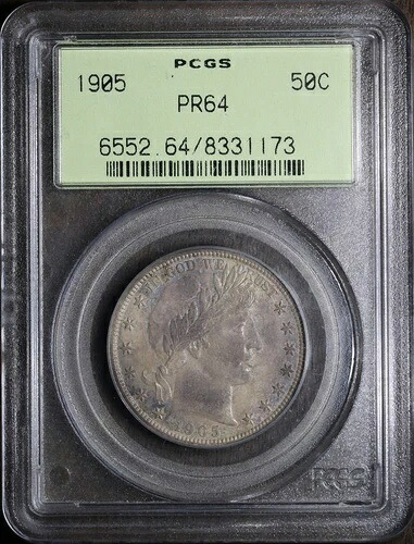 1905年 (PF64) プルーフ バーバー ハーフ ドル 50セント PCGS OGH