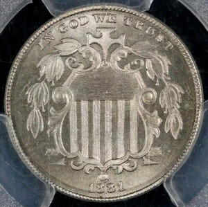 1881年 5セント プルーフ シールド ニッケル PCGS PR 67