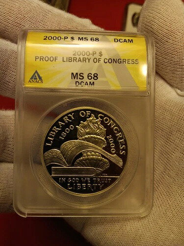 2000-P 1ドル 議会図書館プルーフ記念銀貨 PCGS PR68 DCAM