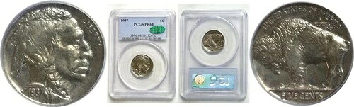 1937年 5C バッファローニッケル PCGS プルーフ 64 CAC