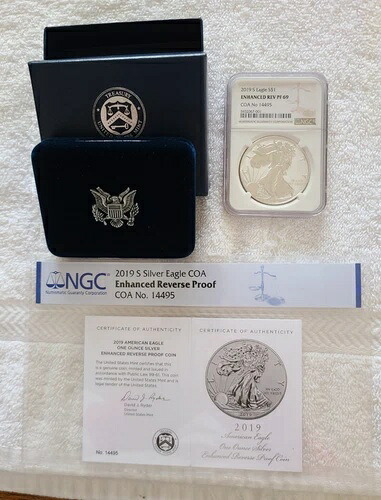 2019 S エンハンストリバースプルーフシルバーイーグル - NGC PF69、対応するCOA付き｜WORLD RESOURCE【KING店】