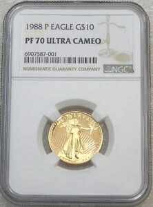 1988-P 10ドル アメリカン ゴールド イーグル NGC PF70 ウルトラ カメオ 1/4オンス 新品ホルダー #D165｜WORLD RESOURCE【KING店】
