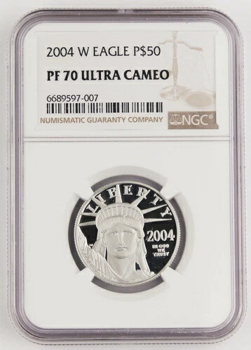2004年 W $50 1/2オンス 9995 プラチナ アメリカンイーグル プルーフコイン NGC PF70 ウルトラカメオ