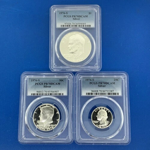1976年 S $1 アイゼンハワー 50セント ケネディ 25セント ワシントン PR70 DCAM PCGS シルバー 3枚セット