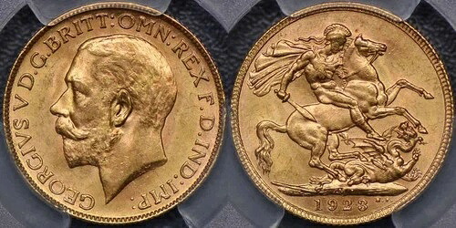 オーストラリア 1923年 メルボルン ソブリン - PCGS MS64