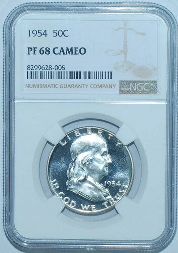 1954年 NGC PR68CAM カメオ プルーフ ストライク フランクリン ハーフダラー