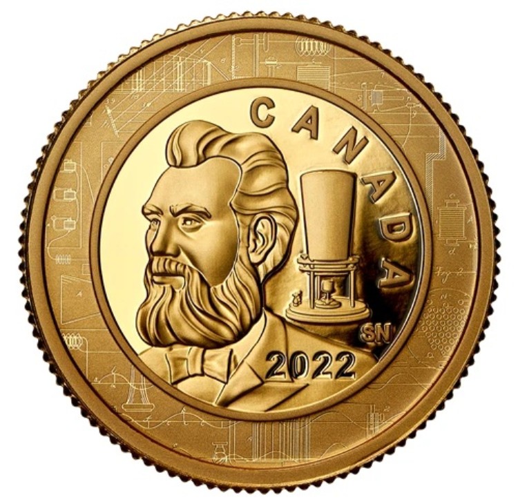 アレクサンダー・グラハム・ベル 発明家 2022 カナダ 1/4オンス .9999 純金 24k ゴールド 100ドルコイン