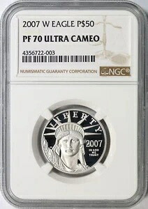2007-W $50 プラチナイーグル 自由の女神像 NGC PF70 ウルトラカメオ｜WORLD RESOURCE【KING店】