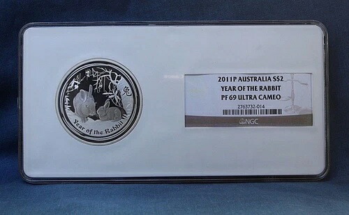 2011年 2オンス オーストラリア プルーフ ルナラビット 2ドル NGC PF69