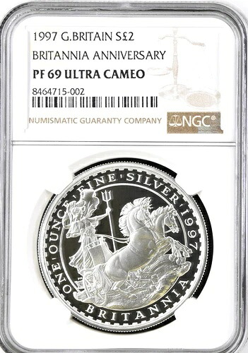 1997年 ブリタニア シルバー プルーフ 2ポンド NGC PF69 1オンス イギリスコイン