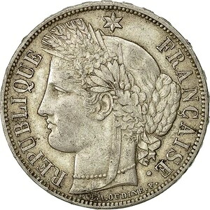 [#491414] コイン、フランス、セレ、5 フラン、1870、パリ、オーストラリア、シルバー、KM:819