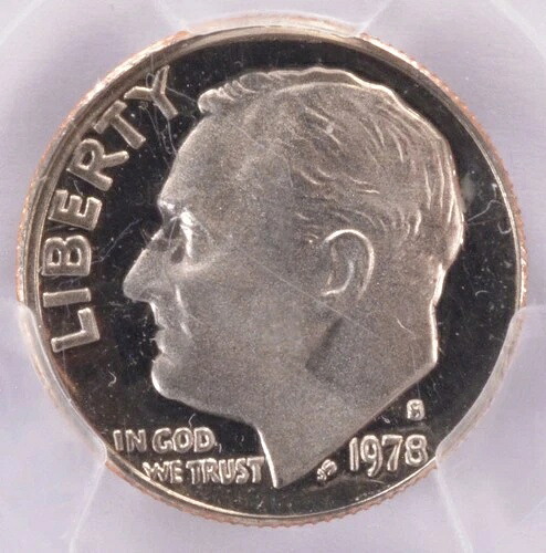1978-S 10セント プルーフ ダイム ストロング クラッシュ ダイス 表裏 PCGS PR68 DCAM