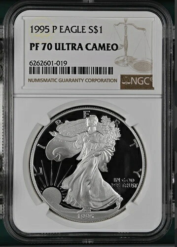 PF70 UCAM 1995-P アメリカン シルバー イーグル - ブラウンラベル NGC スポットフリー ホワイト｜WORLD RESOURCE【KING店】