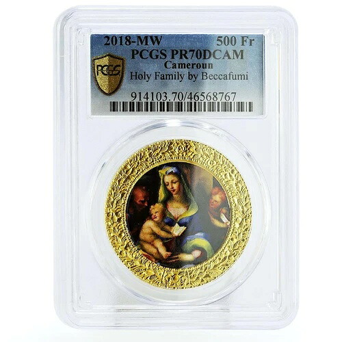 カメルーン 500フラン 画家ベッカフーミ聖家族アート PR70 PCGS 銀貨 2018年