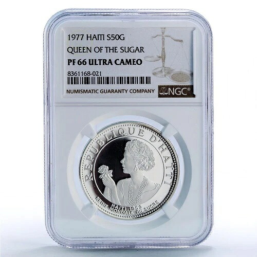 ハイチ 50グールド ワールドクイーン サトウキビ エリザベス2世 PF66 NGC 銀貨 1977年｜WORLD RESOURCE【KING店】