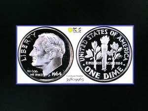 1964年 ダイム ルーズベルト PR 67 希少 尖頭 9 ウルトラディープ 色褪せなし カメオ PQ+