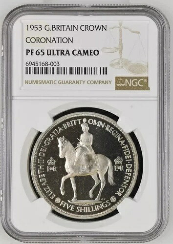 1953年 QE II コロネーション プルーフ クラウン - NGC PF65UCAM - 希少ウルトラカメオ｜WORLD RESOURCE【KING店】