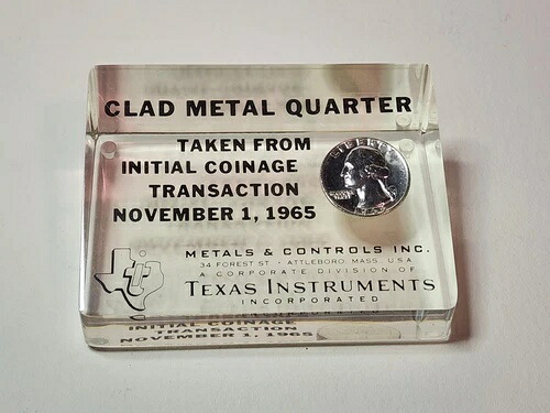 ヴィンテージ レア 1965 年 25 セント Texas Instruments 広告ペーパーウェイト プルーフ?
