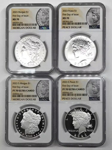 2023年 モルガン・ピース シルバーダラー 4枚セット NGC MS/PF70 発行初日 (FDOI)