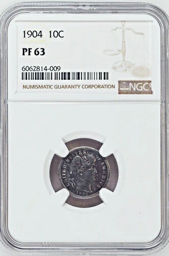 1904 NGC PR63 発行枚数 670 ? 625ドル相当 プルーフ バーバーダイム ? チョイス ノンドクター ? ?