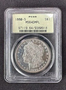 1880-S モルガン銀貨 PCGS OGH MS64 DMPL