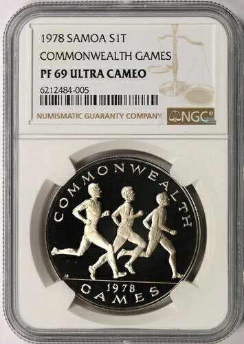 1978年 サモア 銀メダル 1タラ NGC PF69UCAM コモンウェルスゲームズ