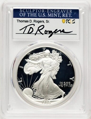 1986-S プルーフ シルバー イーグル 1オンス TD ロジャース PCGS PR70