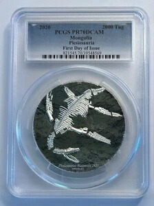 2020年 プレシオサウリア 先史時代の獣 PR70DCAM FDOI OGP モンゴル 3オンス 銀貨