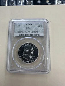 1961年 PR64 50C 希少 PCGS ドイリーホルダー #7281
