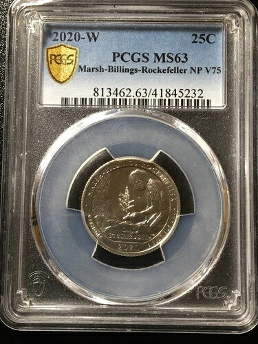 PCGS MS63 2020W マーシュ・ビリングス・ロックフェラー NP V75。ダイチップミントエラーあり。