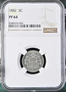 1882年 プルーフシールド ニッケル NGC PF64 676045