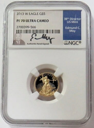 2013 Wゴールド モイサイン入り $5 アメリカンイーグル 1/10オンス NGC PF 70 UC