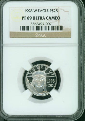 1998-W 25ドル 自由の女神像 プラチナ 1/4オンス イーグル NGC PR69 プルーフ PF69
