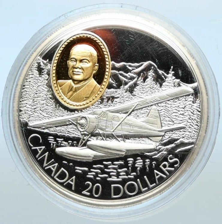 1991年 カナダ エリザベス2世 デ・ハビランド・ビーバー プルーフ銀貨 20ドル i100354|WORLD RESOURCE【KING店】