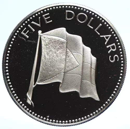 1976年 バハマ 英国女王エリザベス2世 国旗 プルーフ銀貨 5ドル コイン i104798｜WORLD RESOURCE【KING店】