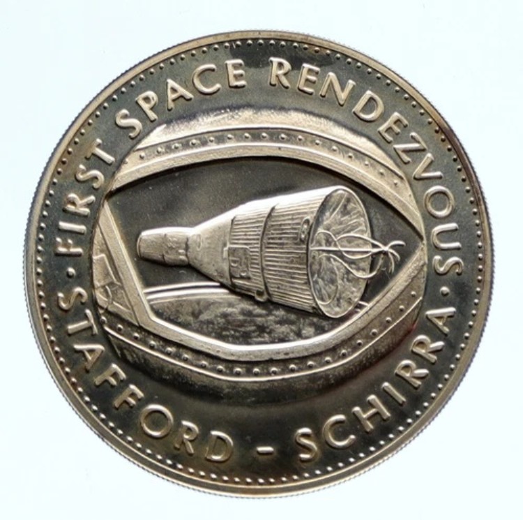 1970年 アメリカ NASA ジェミニ6号宇宙飛行士 初宇宙ランデブー 証明銀メダル i96367|WORLD RESOURCE【KING店】