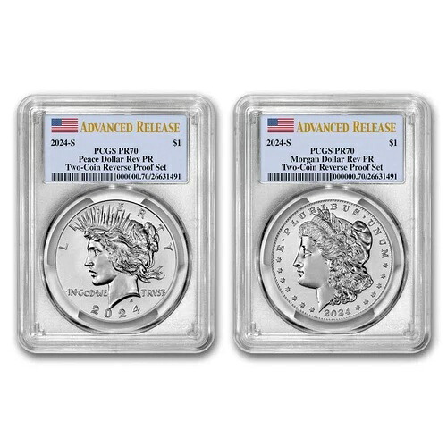 2024-S モルガン＆ピース リバース プルーフ セット PR-70 PCGS (AR)